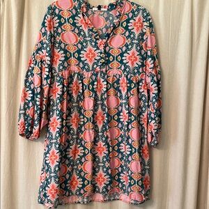 Vibrant Pink and Blue Patterned Dress